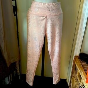 Kimberly Silver Shimmery Light Pink  Leggings Yoga Size XL